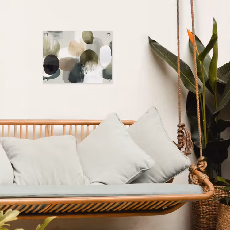 Tuinposter - Minimalistisch - Cirkels - Penseelstreken - Beige — 5