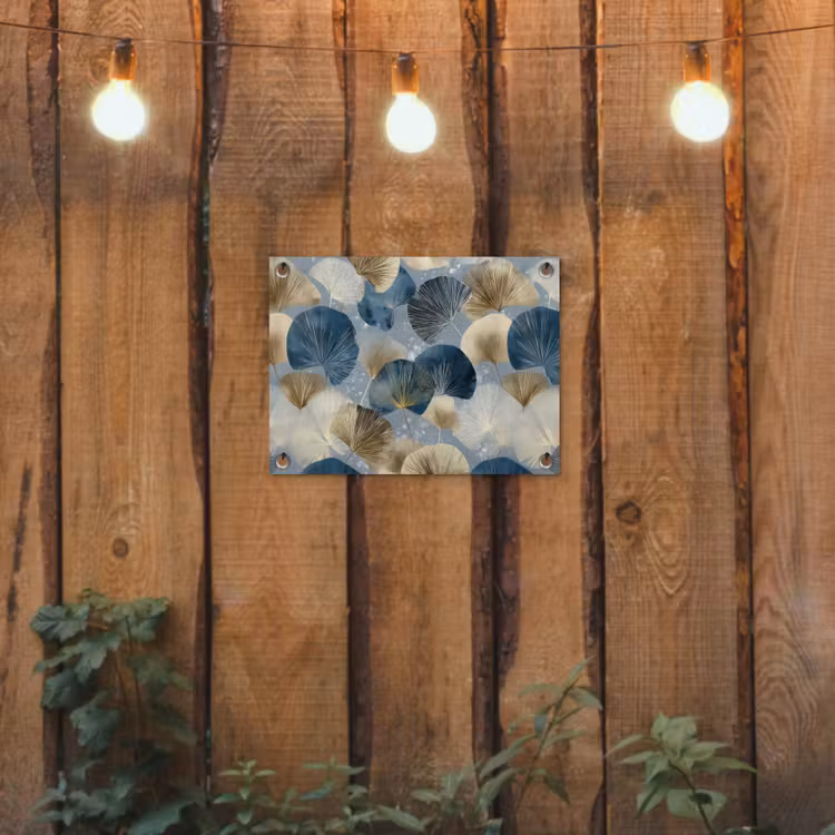 Tuinposter - Bladeren - Abstract - Goud - Blauw — 2