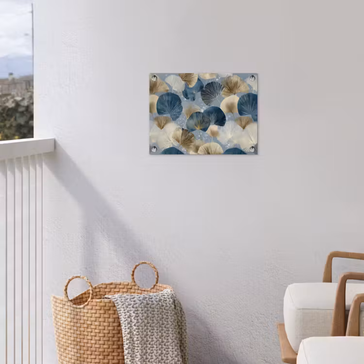Tuinposter - Bladeren - Abstract - Goud - Blauw — 3