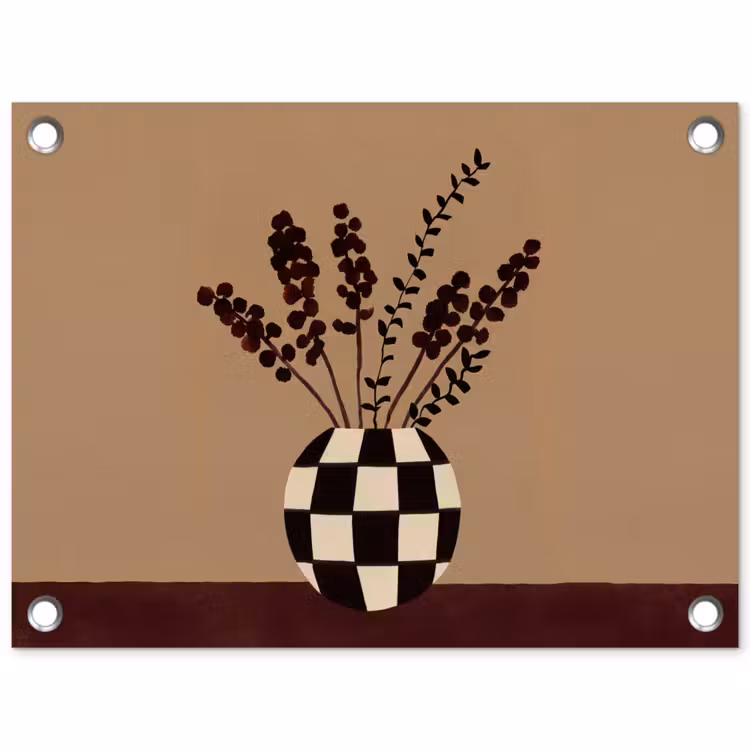 Tuinposter - Minimalistisch - Vaas - Bloemen - Bruin — 1