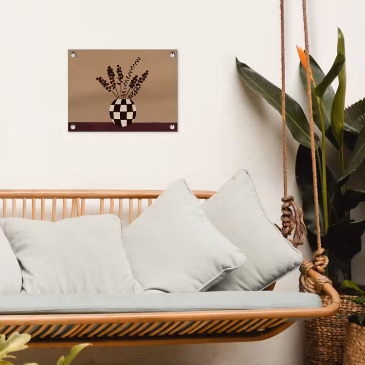 Tuinposter - Minimalistisch - Vaas - Bloemen - Bruin — 5
