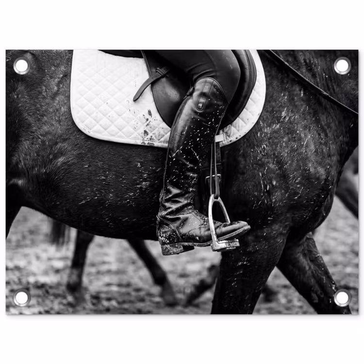 Tuinposter - Paard - Sport - Zwart - Wit — 1