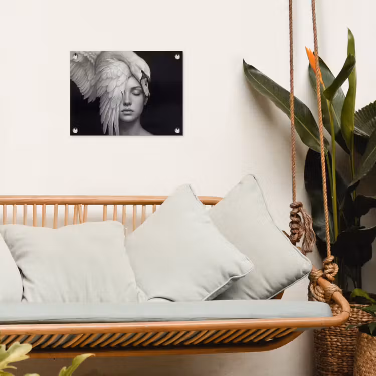 Tuinposter - Portret - Zwaan - Zwart - Wit — 5
