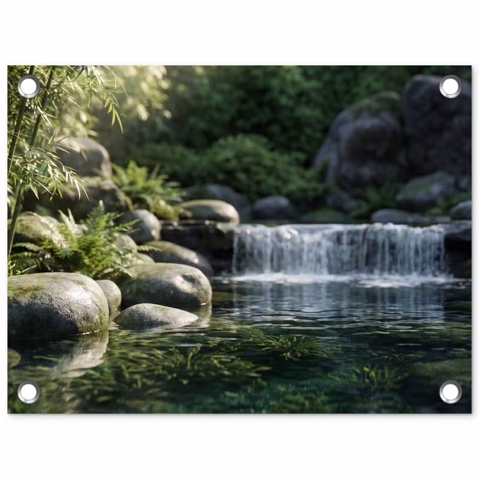 Tuinposter - Beek - Waterval - Natuur - Groen — 1