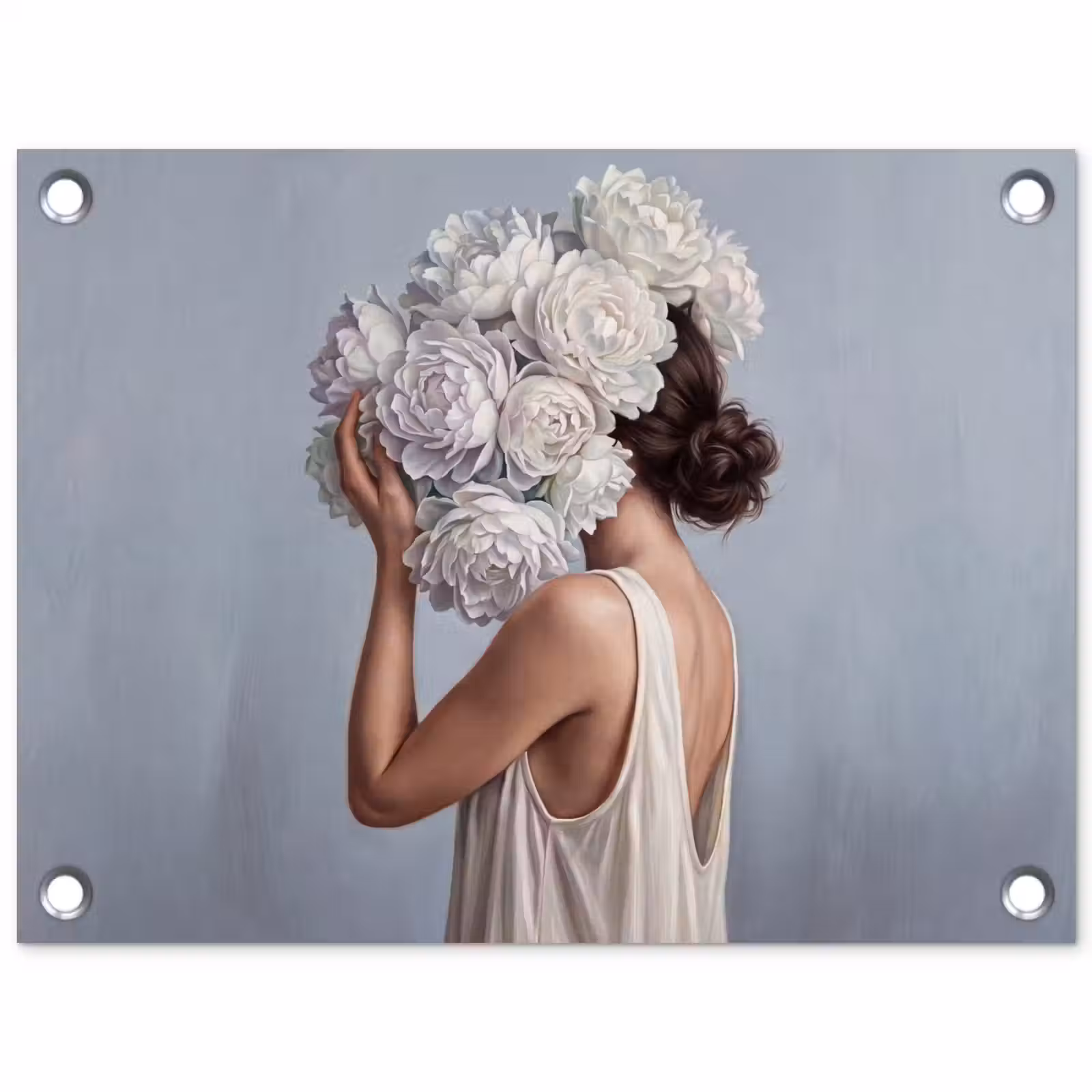 Tuinposter - Bloemen - Vrouw - Wit — 1
