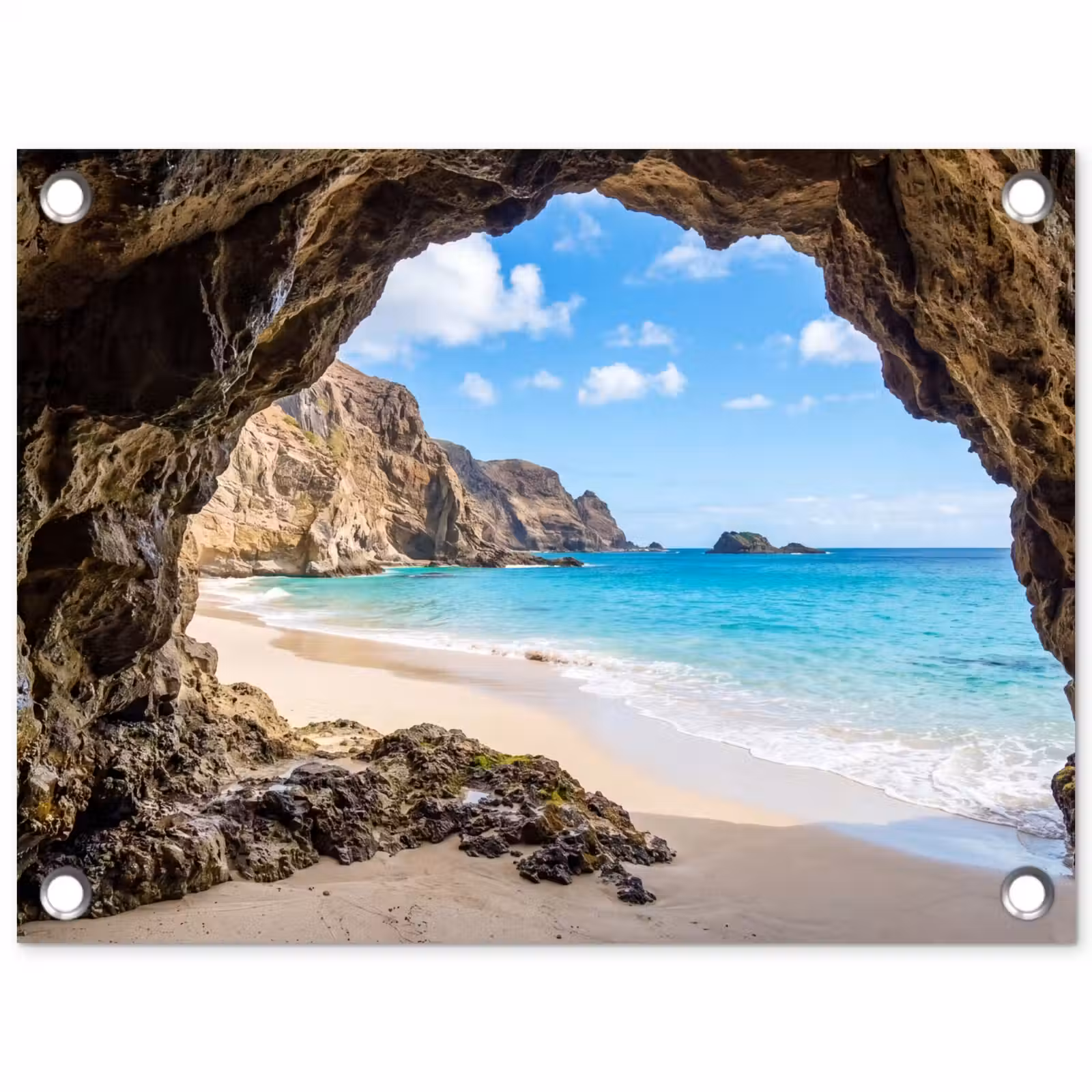 Tuinposter - Grot - Strand - Zee - Blauw — 1