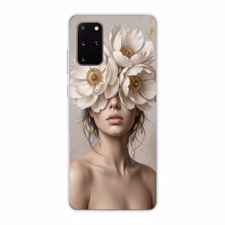 Telefoonhoesje - Vrouw - Pioenroos - Wit — 1
