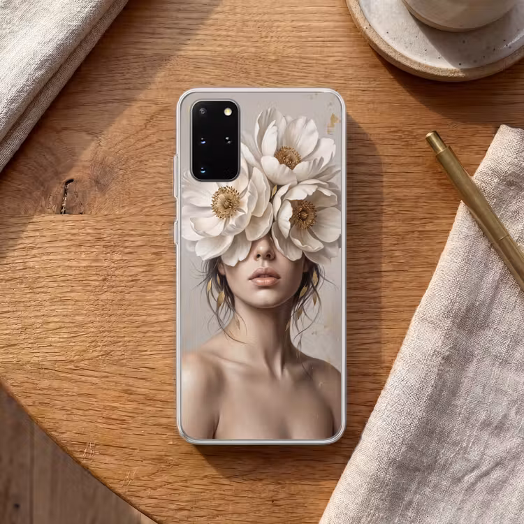 Telefoonhoesje - Vrouw - Pioenroos - Wit — 2