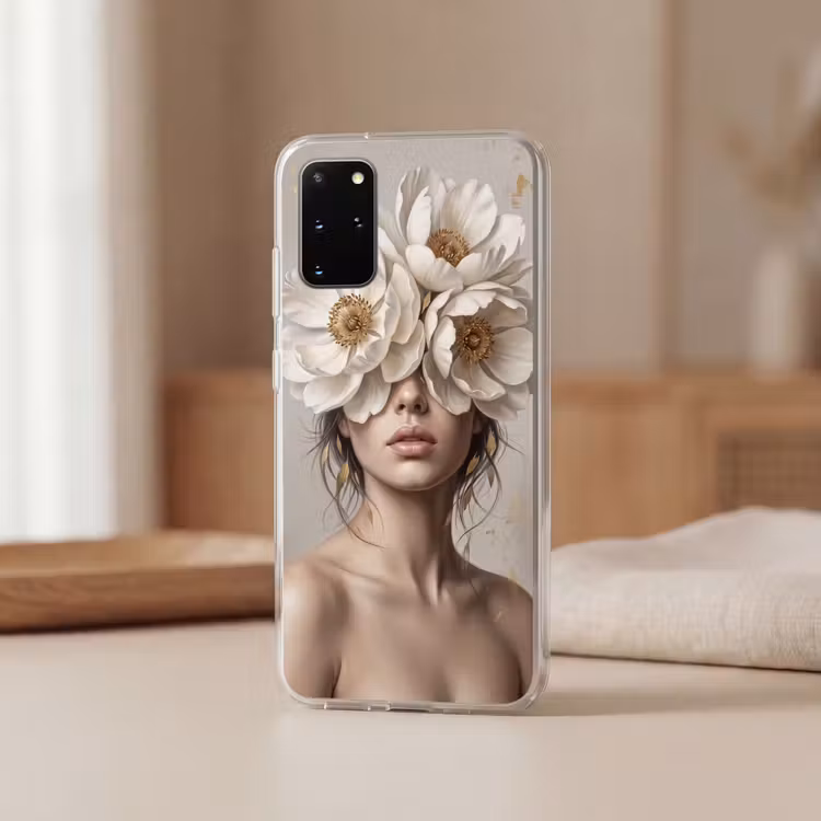 Telefoonhoesje - Vrouw - Pioenroos - Wit — 3
