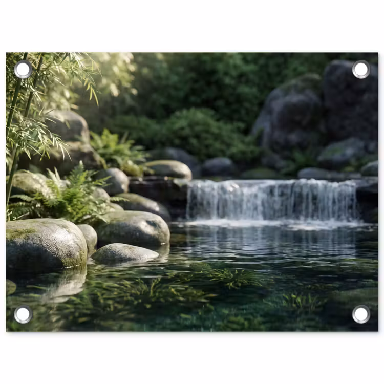 Tuinposter - Beek - Waterval - Natuur - Groen — 1