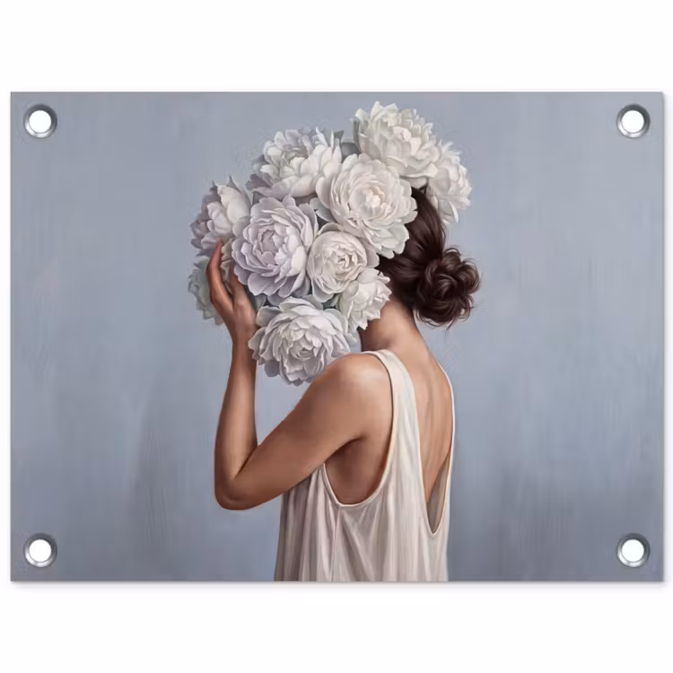 Tuinposter - Bloemen - Vrouw - Wit — 1