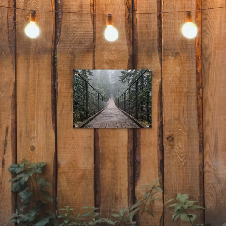 Tuinposter - Brug - Bos - Mist - Natuur — 2