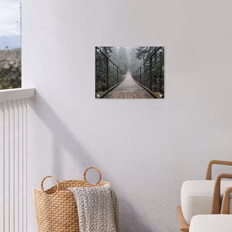 Tuinposter - Brug - Bos - Mist - Natuur — 3