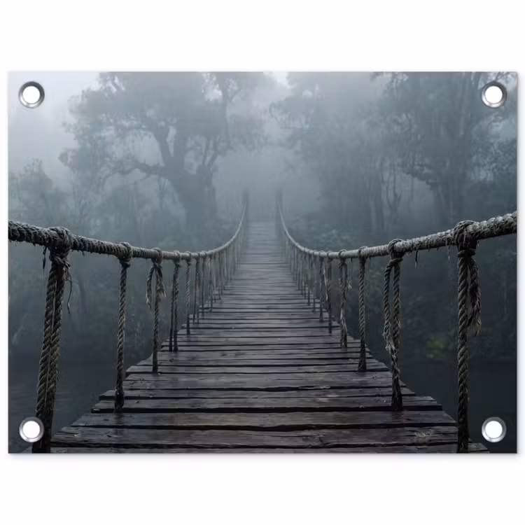 Tuinposter - Brug - Jungle - Mist - Natuur — 1