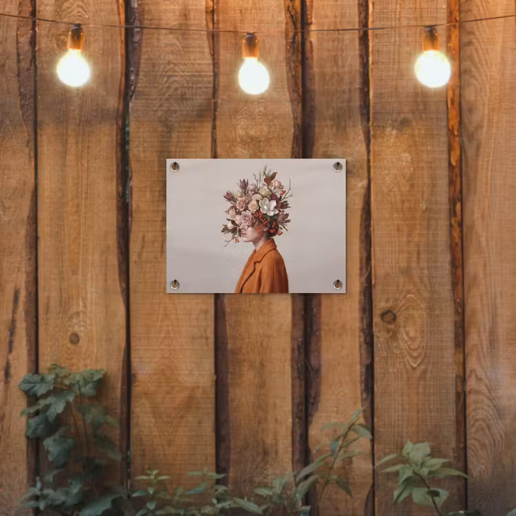Tuinposter - Gezicht - Boeket - Kleurrijk — 2