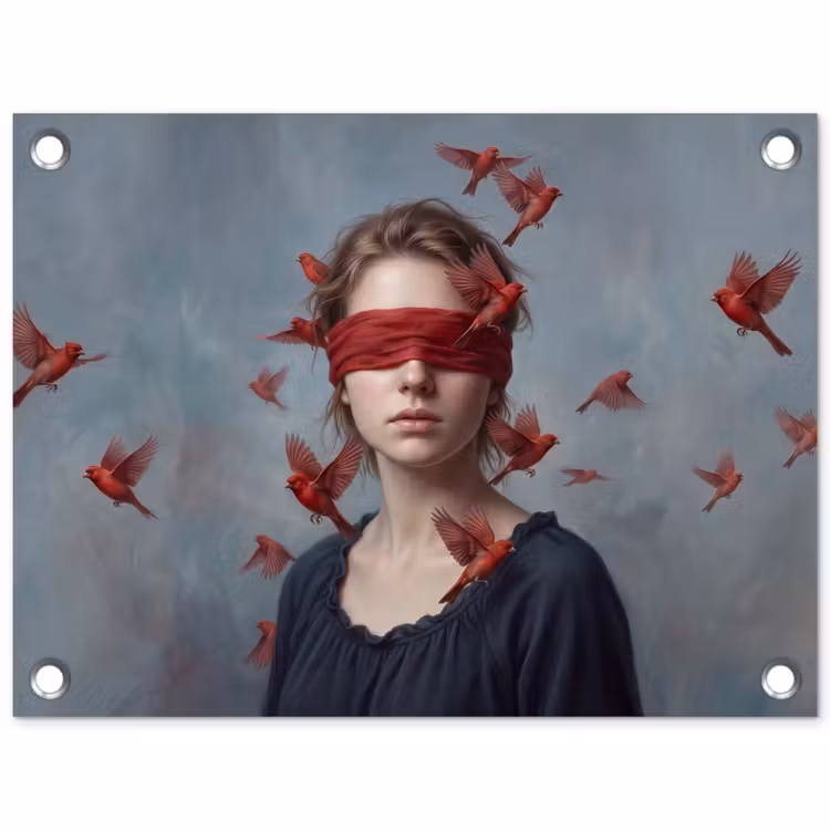 Tuinposter - Portret - Krachtig - Rood — 1