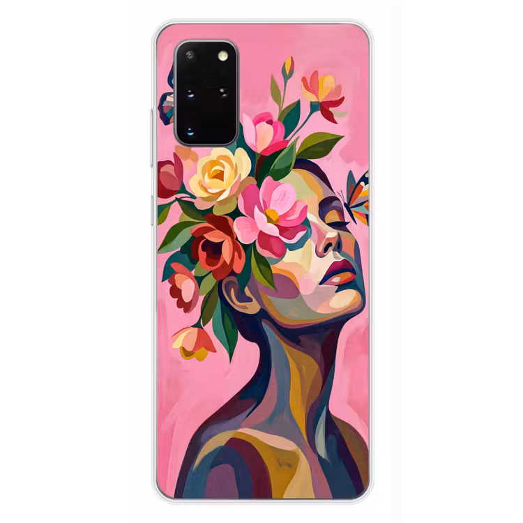 Telefoonhoesje - Vrouwengezicht - Vlinders - Kleurrijk — 4