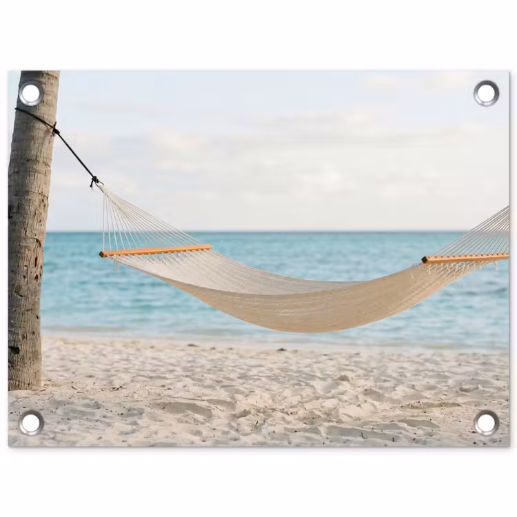 Tuinposter - Hangmat - Strand - Wit — 1
