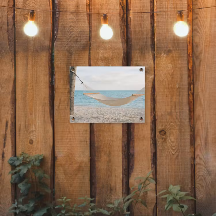 Tuinposter - Hangmat - Strand - Wit — 2