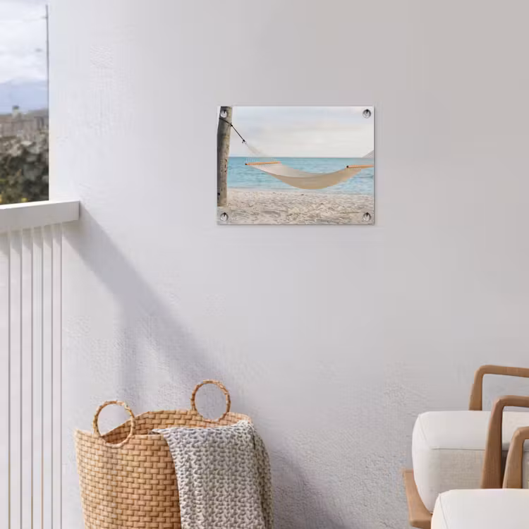 Tuinposter - Hangmat - Strand - Wit — 3