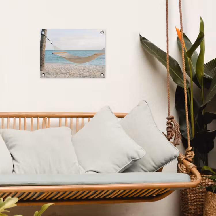 Tuinposter - Hangmat - Strand - Wit — 5