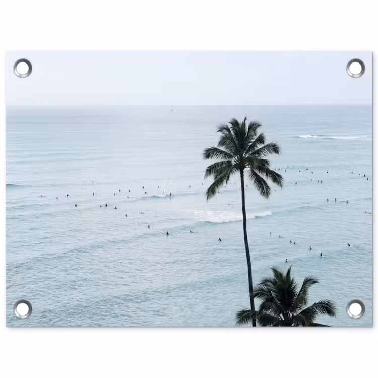 Tuinposter - Oceaan - Palmbomen - Surfers — 1