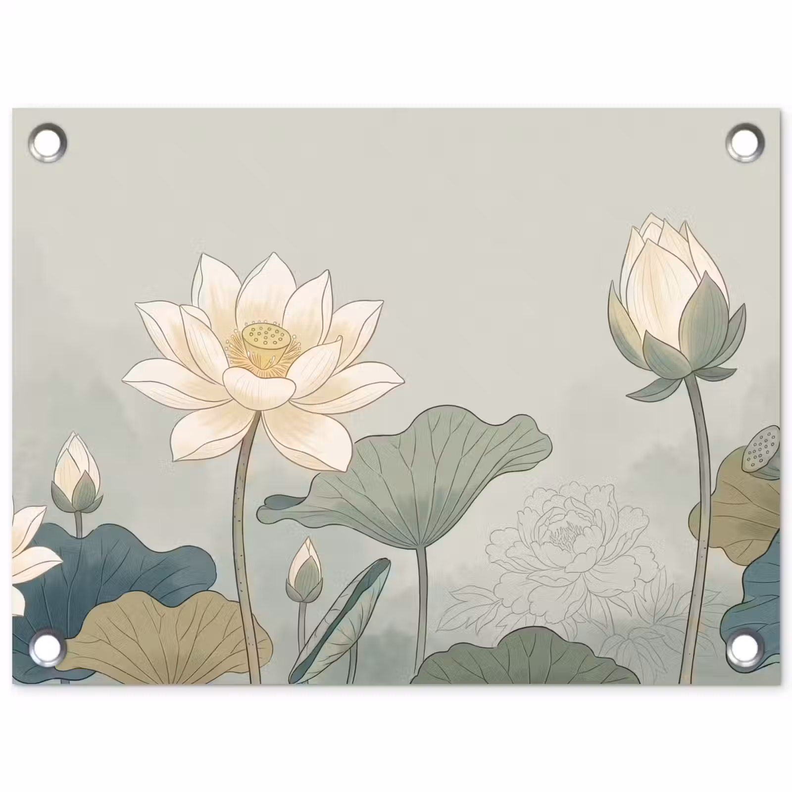 Tuinposter - Lotus - Bloemen - Groen — 1