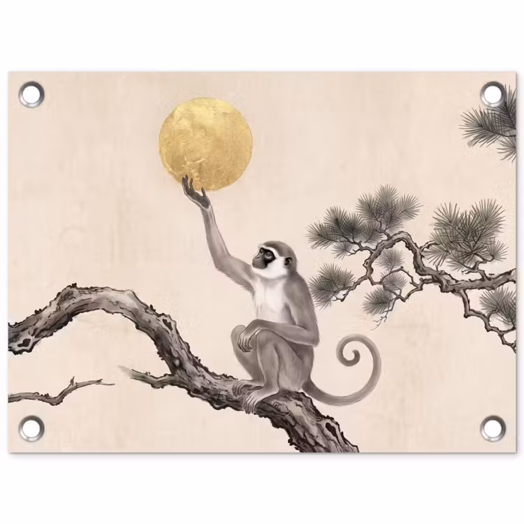 Tuinposter - Aap - Maan - Goud — 1