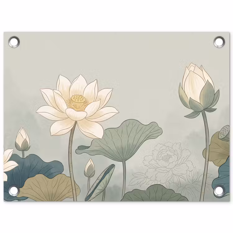 Tuinposter - Lotus - Bloemen - Groen — 1