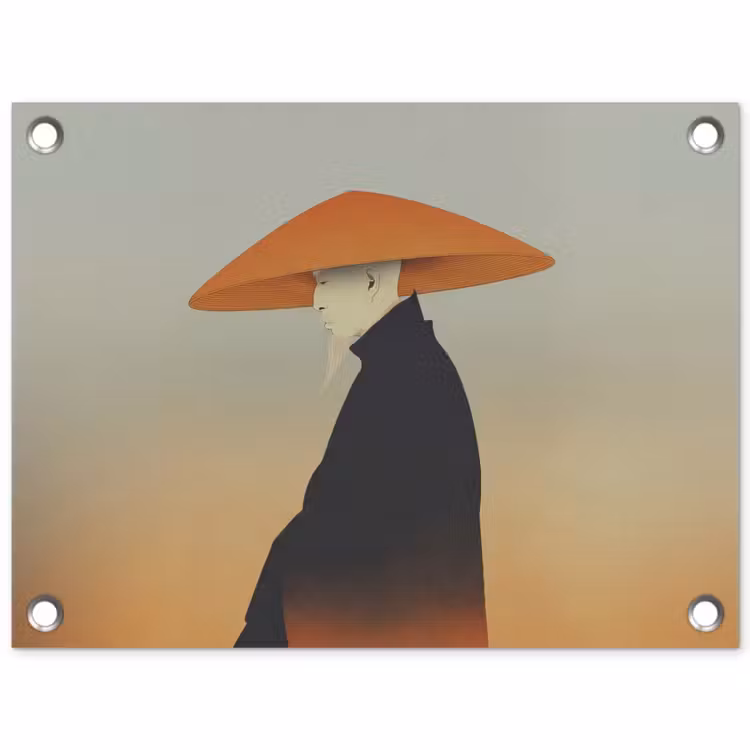 Tuinposter - Minimalistisch - Silhouet - Oranje — 1