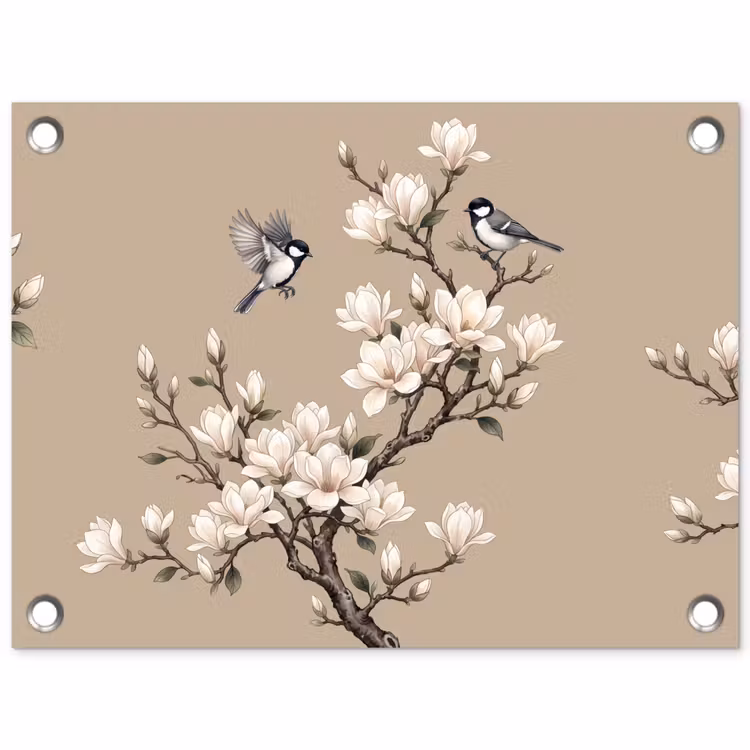 Tuinposter - Oosters - Vogels - Beige — 1