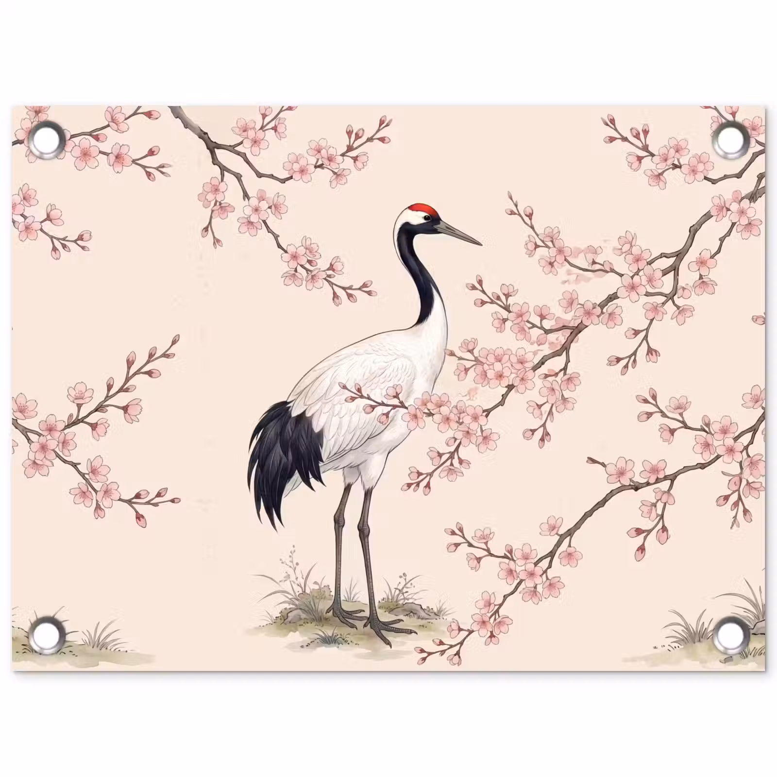 Tuinposter - Aziatisch - Kraanvogel - Beige — 1