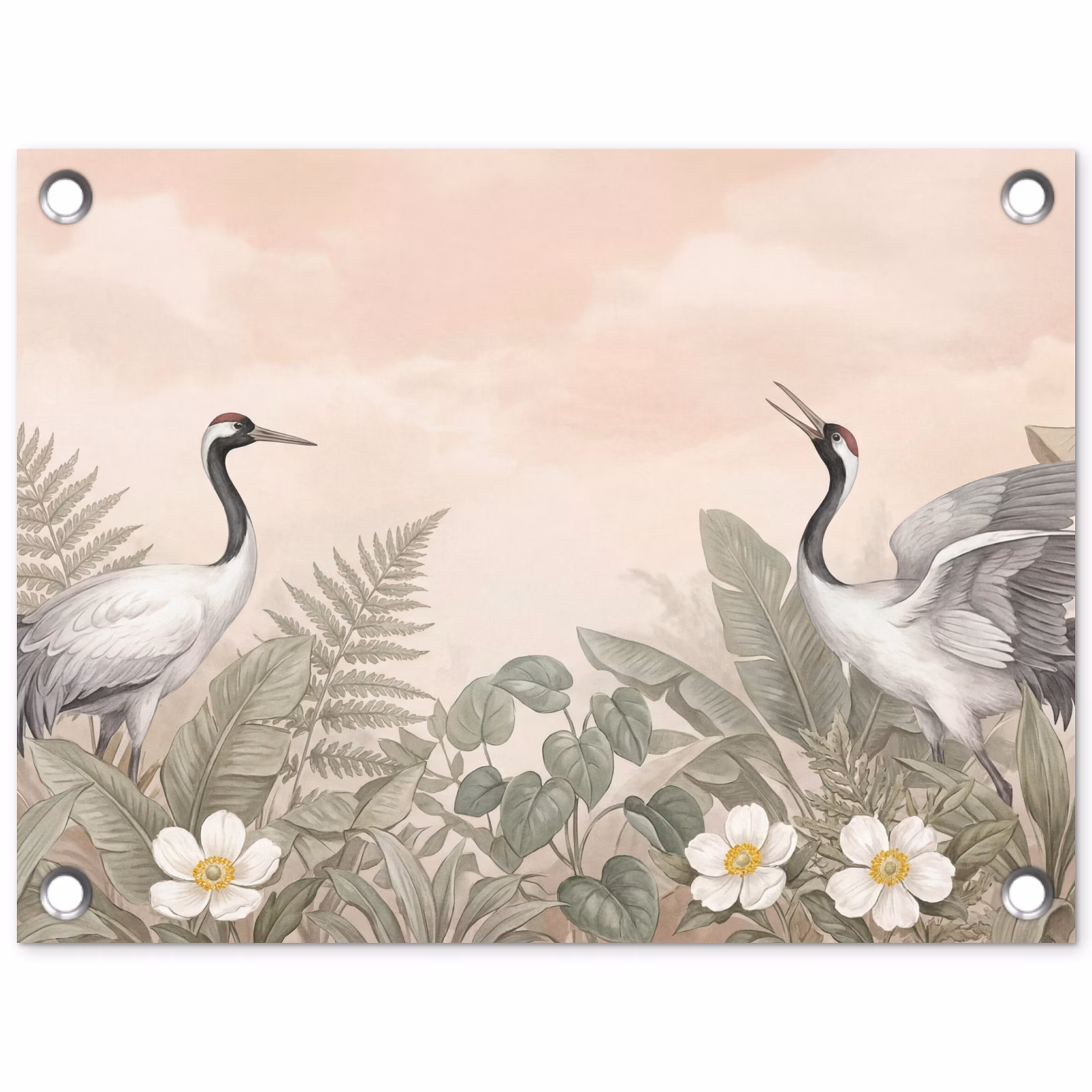 Tuinposter - Kraanvogels - Natuur - Roze — 1