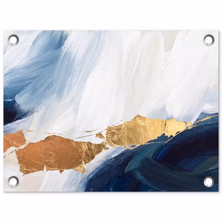Tuinposter - Abstract - Acryl - Blauw - Goud - Elegant — 1