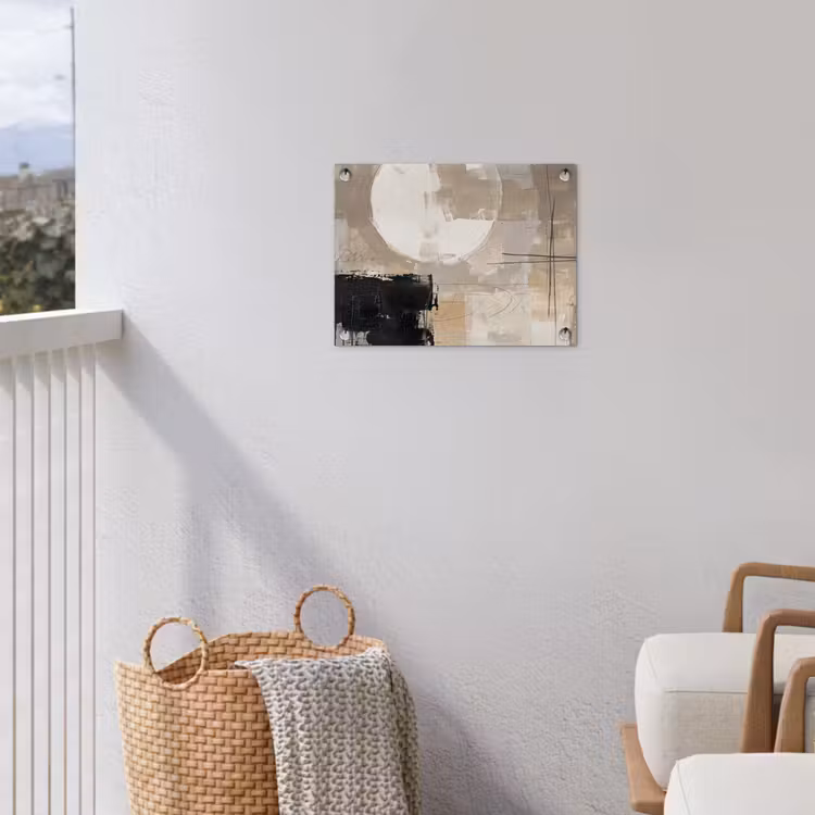 Tuinposter - Abstract - Cirkel - Modern - Beige - Zwart - Minimalistisch — 3