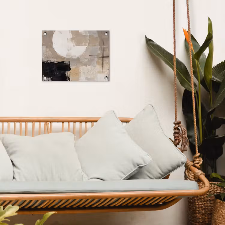 Tuinposter - Abstract - Cirkel - Modern - Beige - Zwart - Minimalistisch — 5