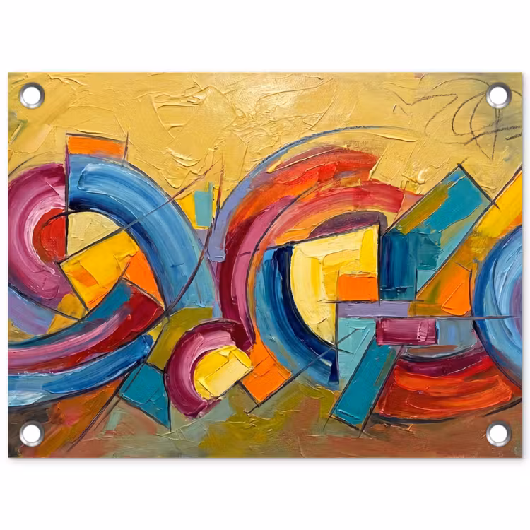 Tuinposter - Abstract - Cirkels - Schilderij - Kleurrijk - Dynamisch — 1