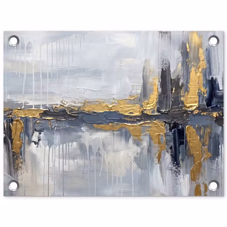 Tuinposter - Abstract - Structuur - Goud - Grijs - Modern — 1
