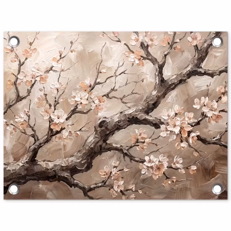 Tuinposter - Bloesem - Takken - Schilderij - Beige - Serene — 1