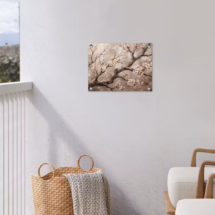 Tuinposter - Bloesem - Takken - Schilderij - Beige - Serene — 3