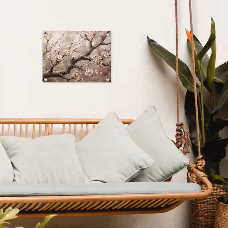 Tuinposter - Bloesem - Takken - Schilderij - Beige - Serene — 5