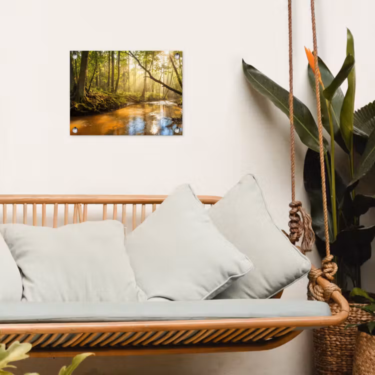 Tuinposter - Bos - Beek - Zonlicht - Natuur - Groen — 5
