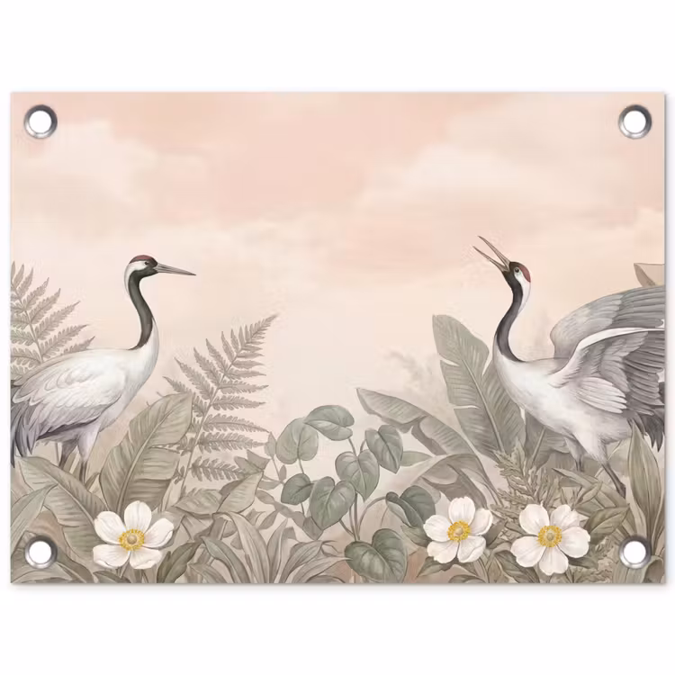 Tuinposter - Kraanvogels - Natuur - Roze — 1