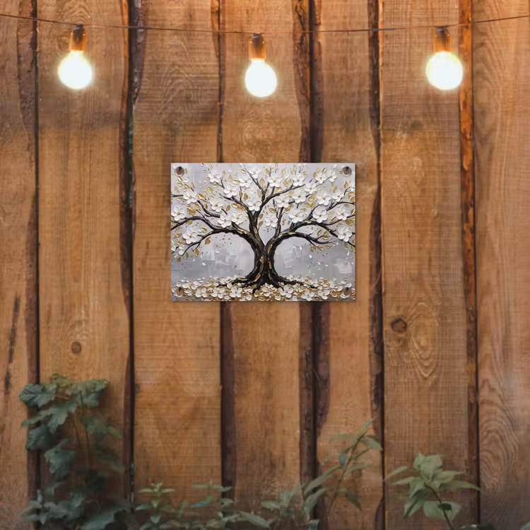 Tuinposter - Boom - Bloemen - Natuur - Abstract - Wit — 2