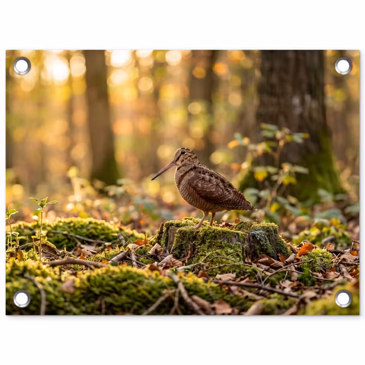 Tuinposter - Houtsnip - Bos - Bladeren - Herfst - Gecamoufleerd — 1