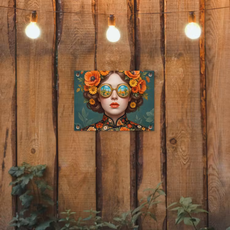 Tuinposter - Portret - Vrouw - Kleurrijk - Expressief — 2