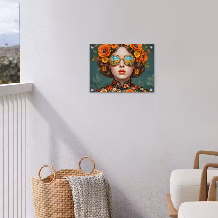 Tuinposter - Portret - Vrouw - Kleurrijk - Expressief — 3