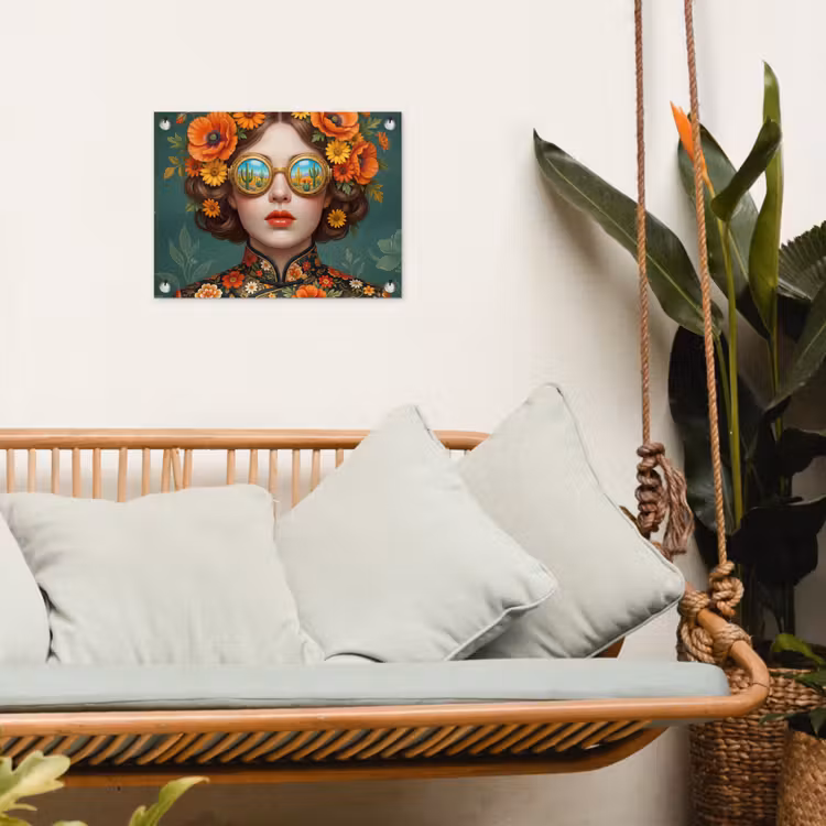 Tuinposter - Portret - Vrouw - Kleurrijk - Expressief — 5