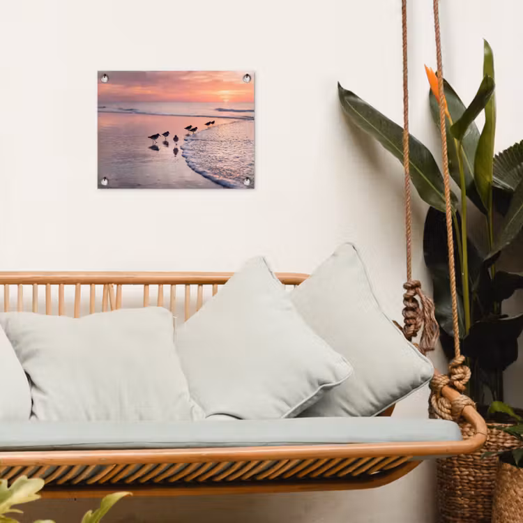 Tuinposter - Meeuwen - Strand - Zee - Roze — 5