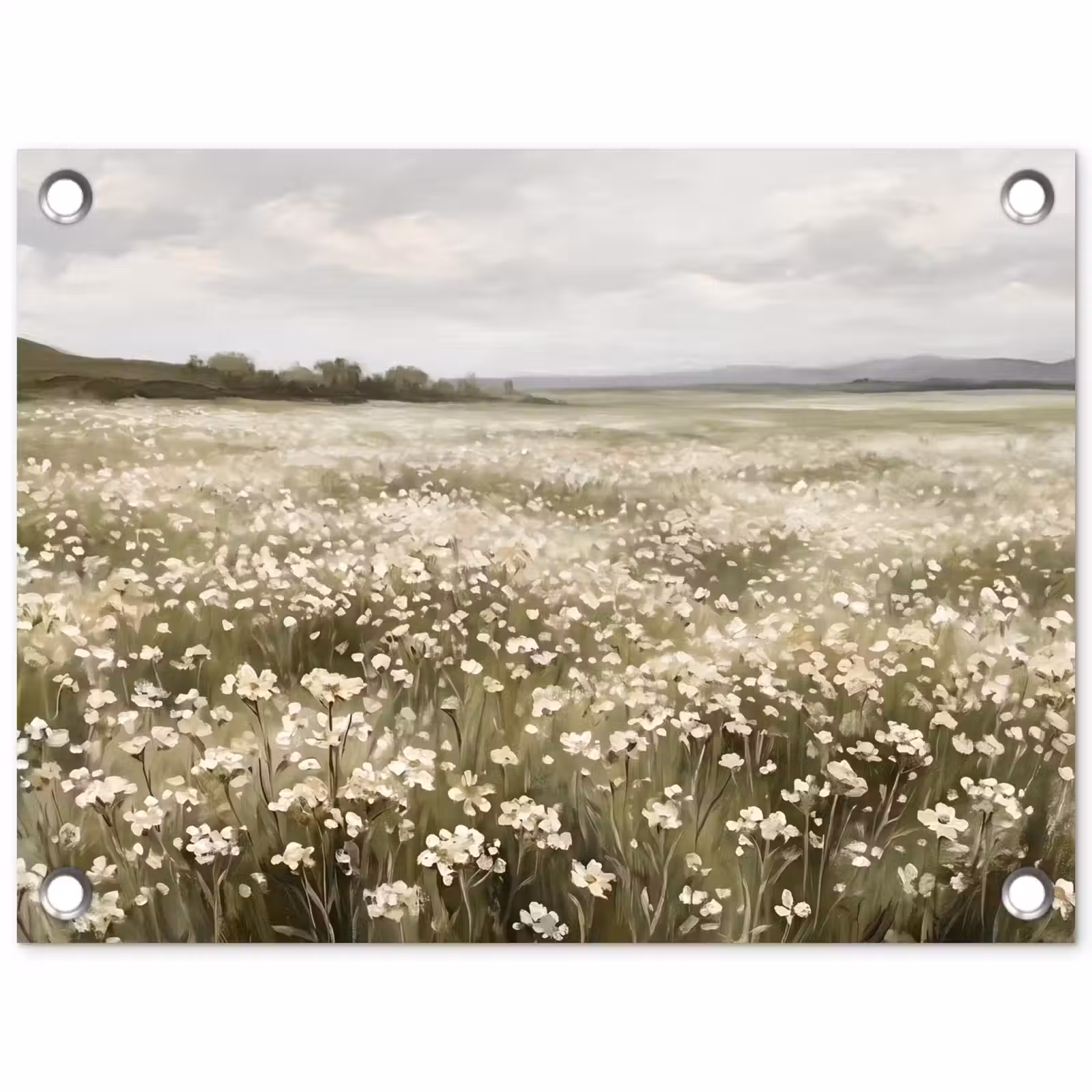 Tuinposter - Illustratie - Landschap - Wit — 1